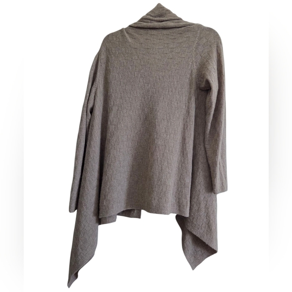 Neiman Marcus Tan Asymmetrical Shrug with Waterfall Front Cardigan - Picture 3 of 6